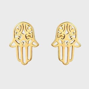 Tiny Hamsa Hand Gold Plated Studs Earrings